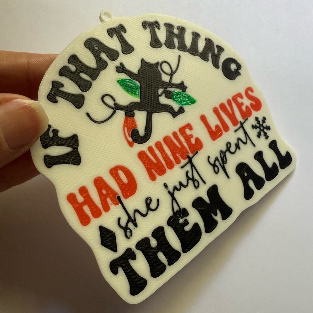 Nine lives spent cat ornament sign griswold Christmas vacation holiday movie fan